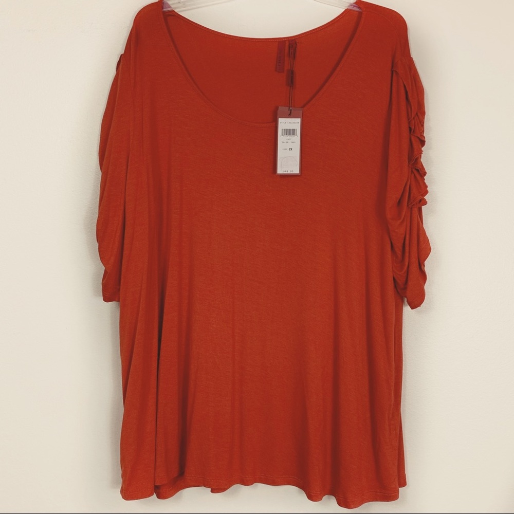 Love Scarlett Womens Ruffle Sleeve Pullover Blouse - Picture 2 of 6